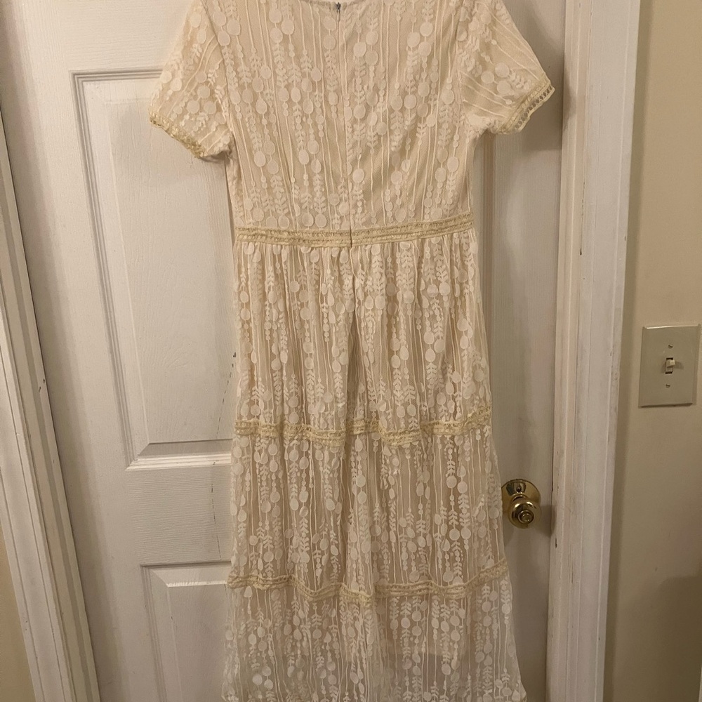 Petallush Cream Lace Maxi Dress